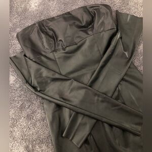 Black Faux Leather Dress Sexy With Detached Gloves